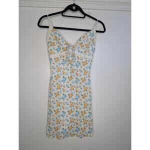 Sky To Moon Dress Womens Small White Floral Lace Trim Smocked Slip Sundress